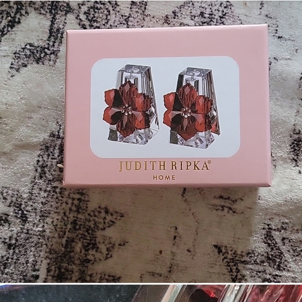 SIGNED JUDITH RIPKA CRYSTAL POINSETTA SET